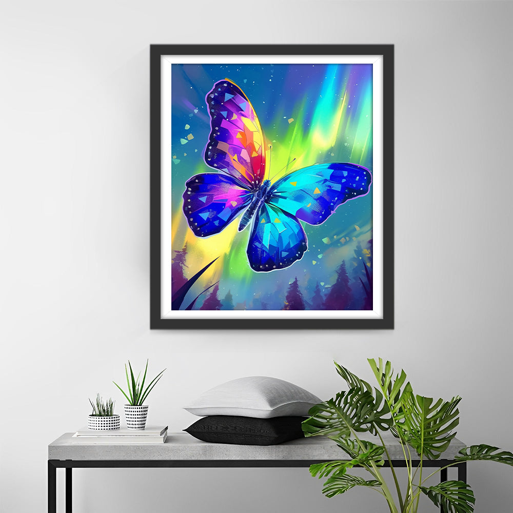 Noorderlicht en Grote Kleurrijke Vlinder Diamond Painting