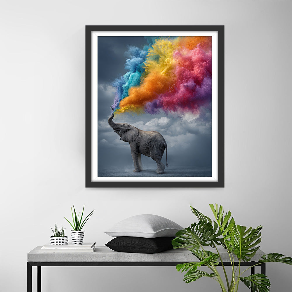 Olifant die Gekleurde Rook Spuit Diamond Painting