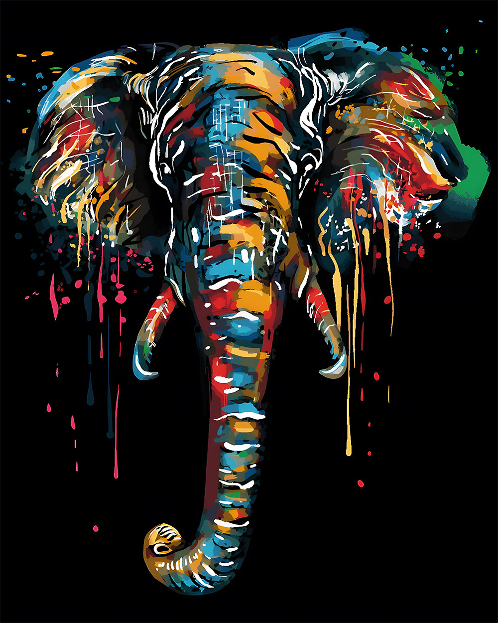 Olifant Hoofd in het Donker Diamond Painting