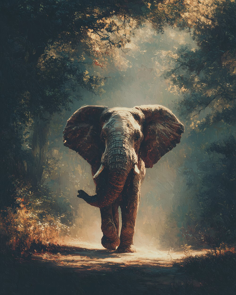 Olifant in het Mistige Bos Diamond Painting
