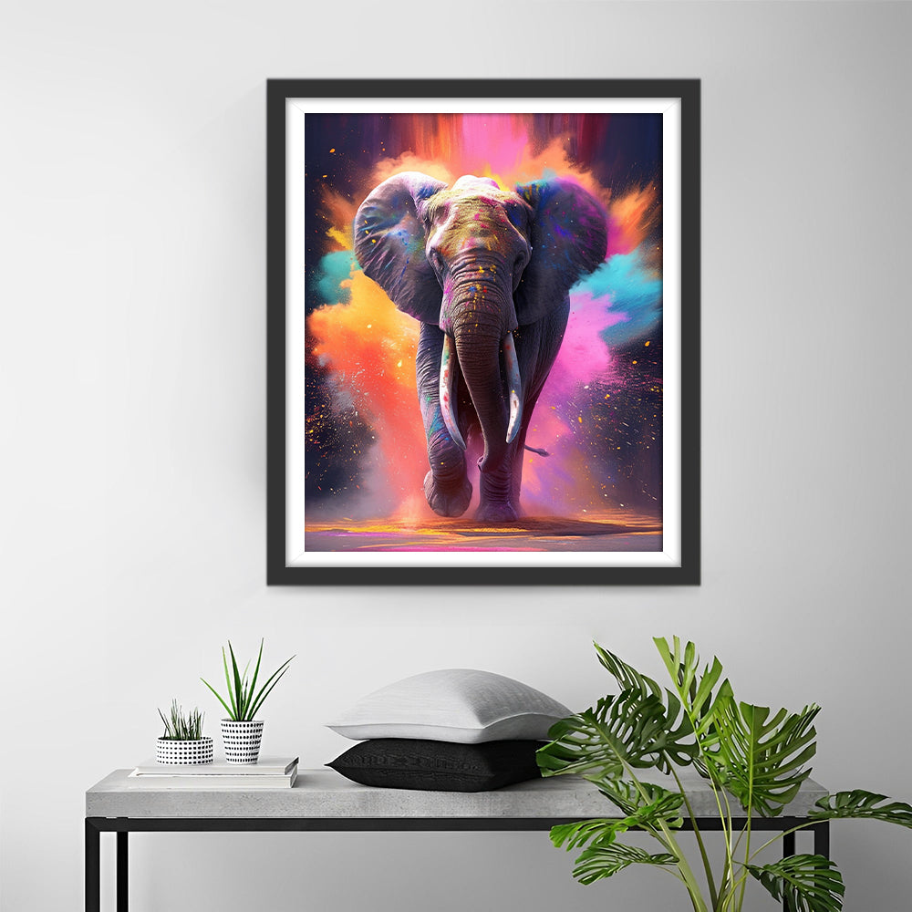 Olifant op Gekleurde Achtergrond Diamond Painting