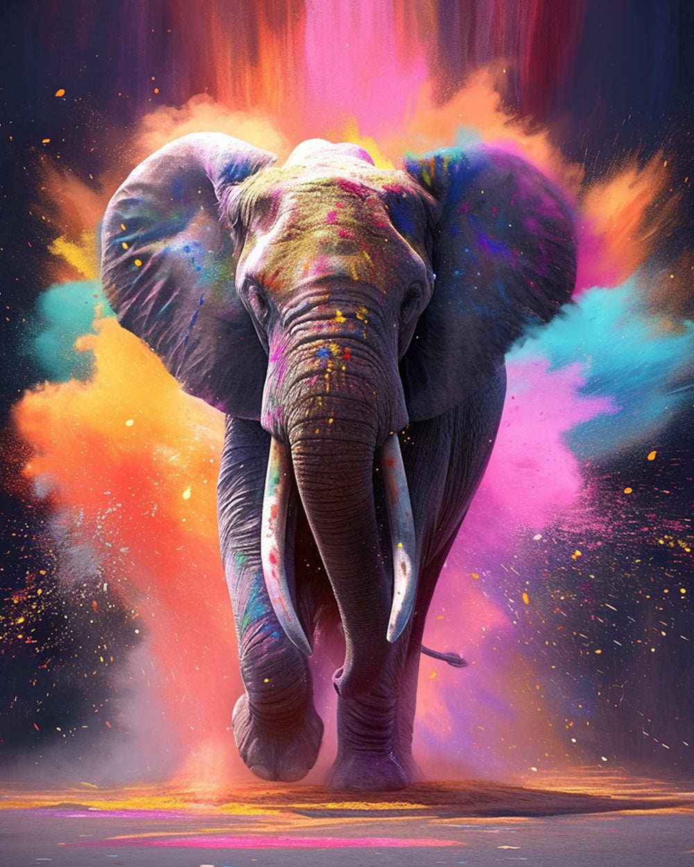 Olifant op Gekleurde Achtergrond Diamond Painting