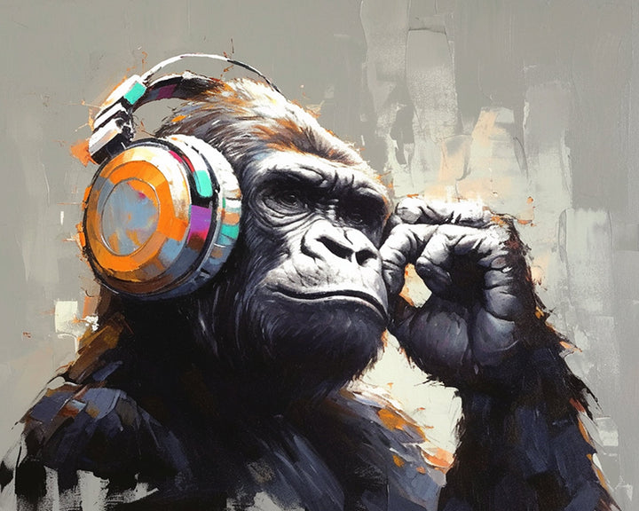 Orang Oetan met Koptelefoon Diamond Painting
