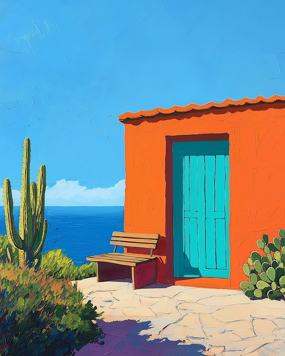 Oranje Huis en Cactus Diamond Painting