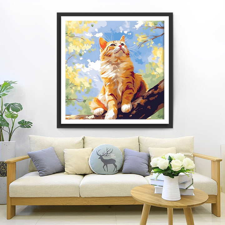 Oranje Kat Klimt in de Boom Diamond Painting