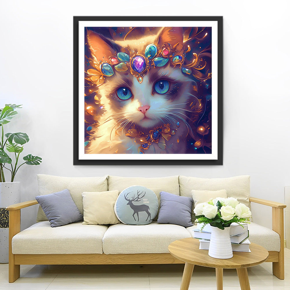 Oranje Kat met Juwelen Diamond Painting