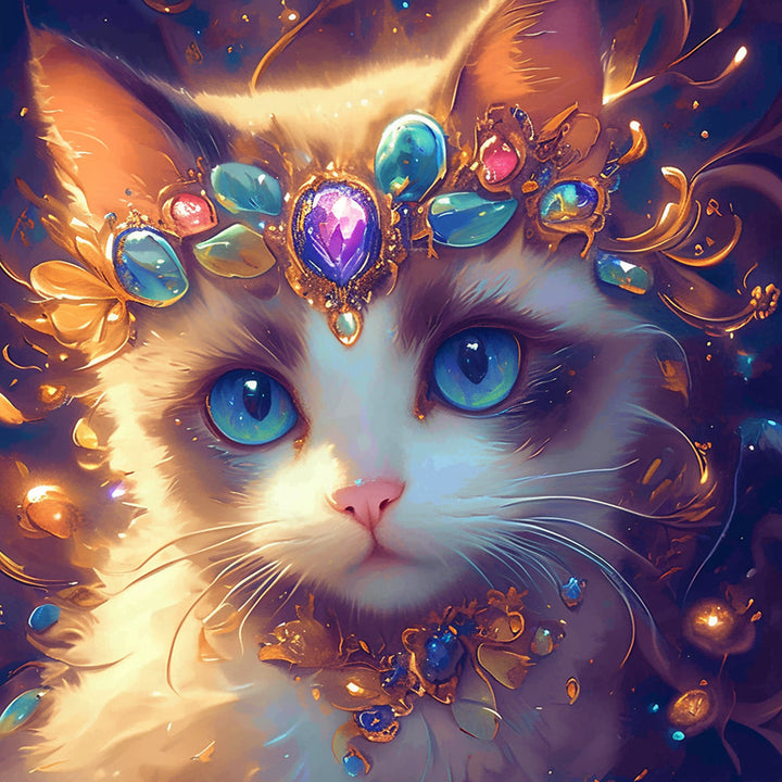 Oranje Kat met Juwelen Diamond Painting