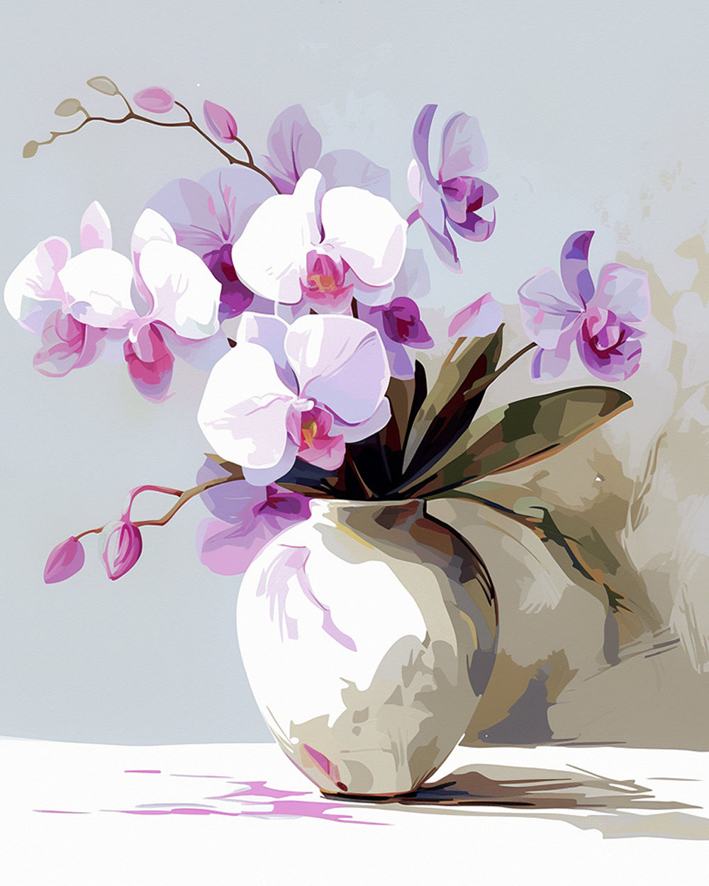 Orchideeën in Vaas Diamond Painting