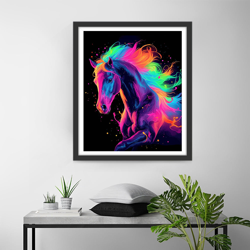 Paard met Kleurrijke Manen Diamond Painting