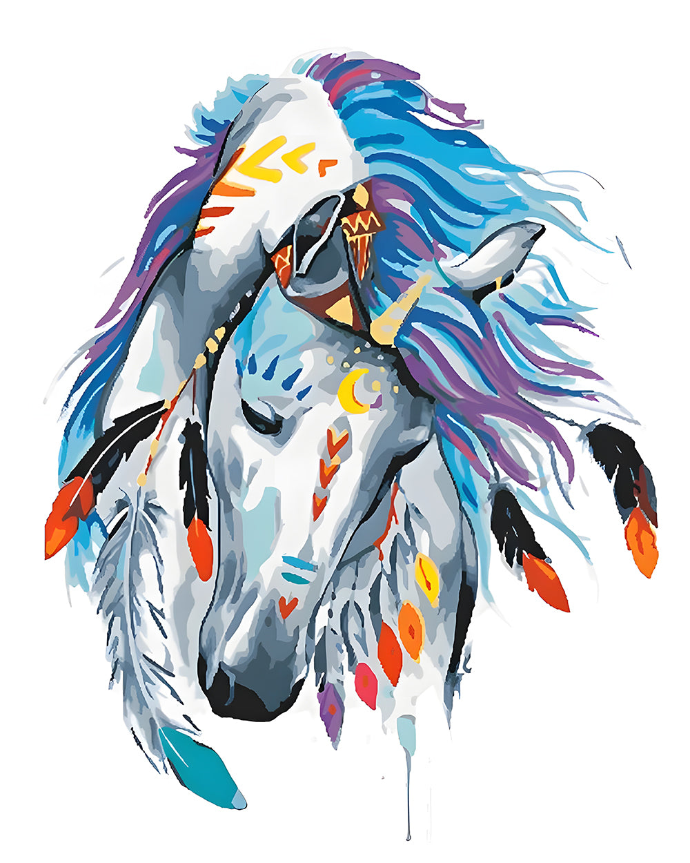 Paard met Veer Hoofddeksel Diamond Painting
