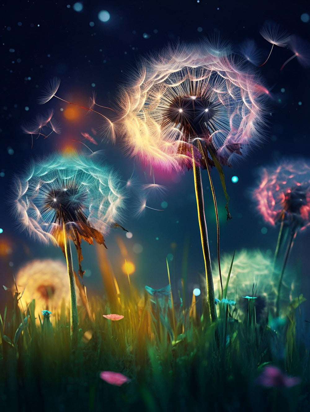 Paardenbloem in de Nacht Diamond Painting