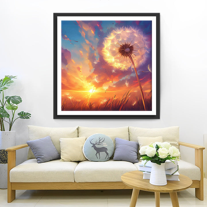 Paardenbloemen tegen Zonsondergangs Hemel Diamond Painting