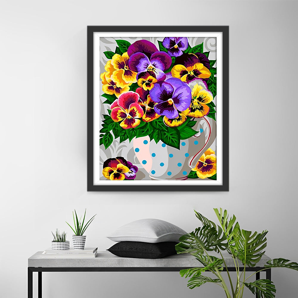 Paarse en Gele Viooltjes Diamond Painting