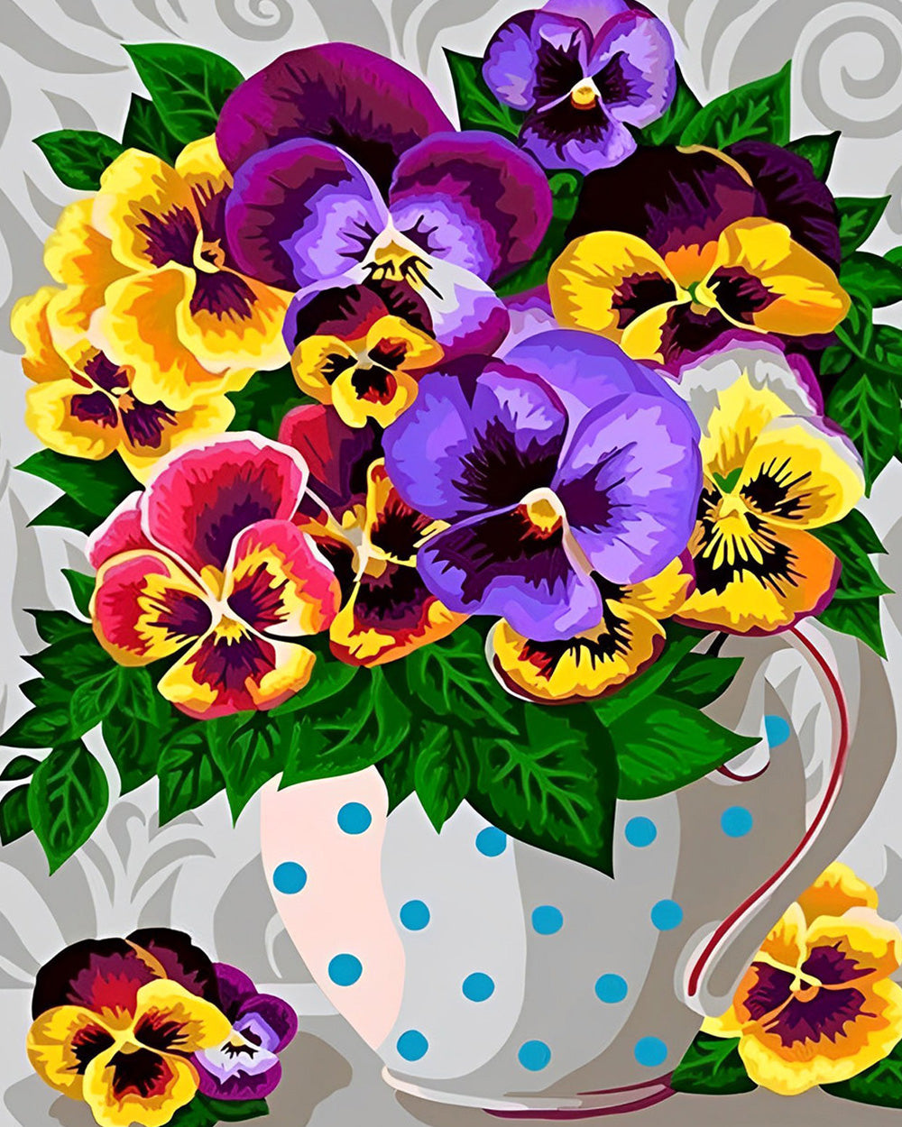 Paarse en Gele Viooltjes Diamond Painting