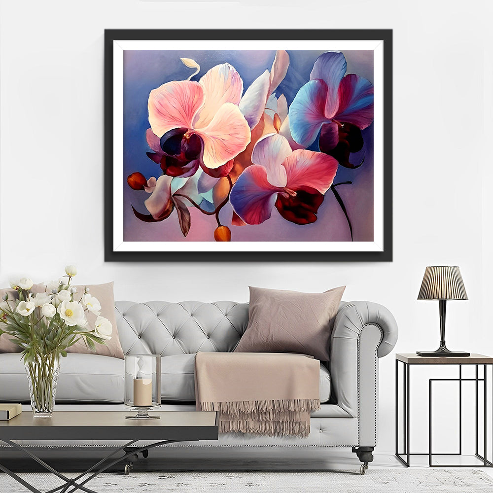 Paarse en Roze Orchidee Bloemen Diamond Painting