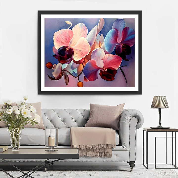 Paarse en Roze Orchidee Bloemen Diamond Painting