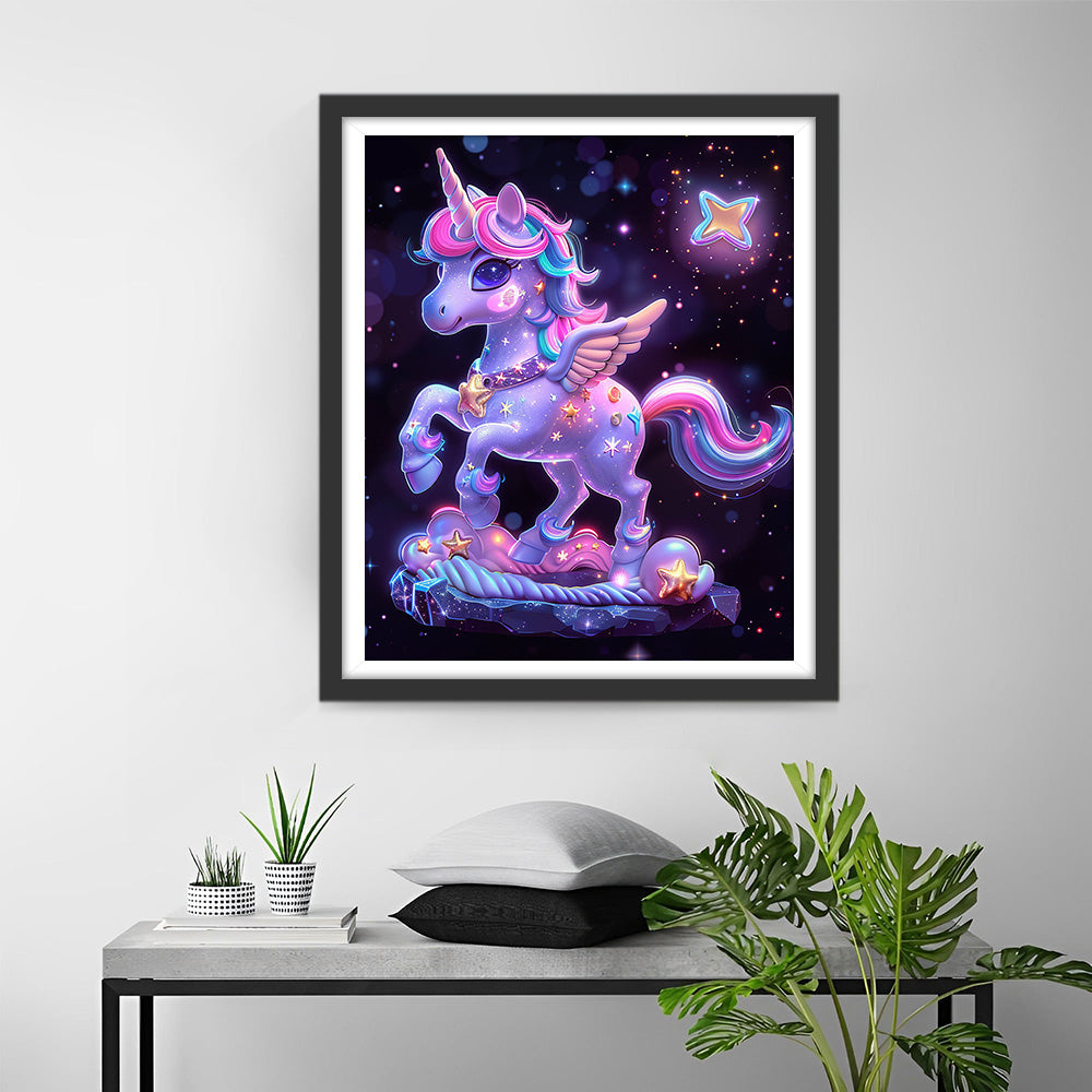 Paarse Gloeiende Eenhoorn Diamond Painting