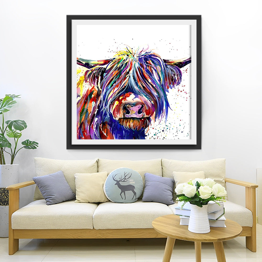 Paarse Highland Koe Diamond Painting