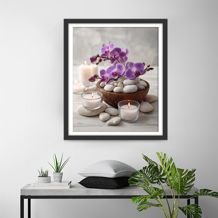Paarse Orchideeën en Aromatherapie Diamond Painting