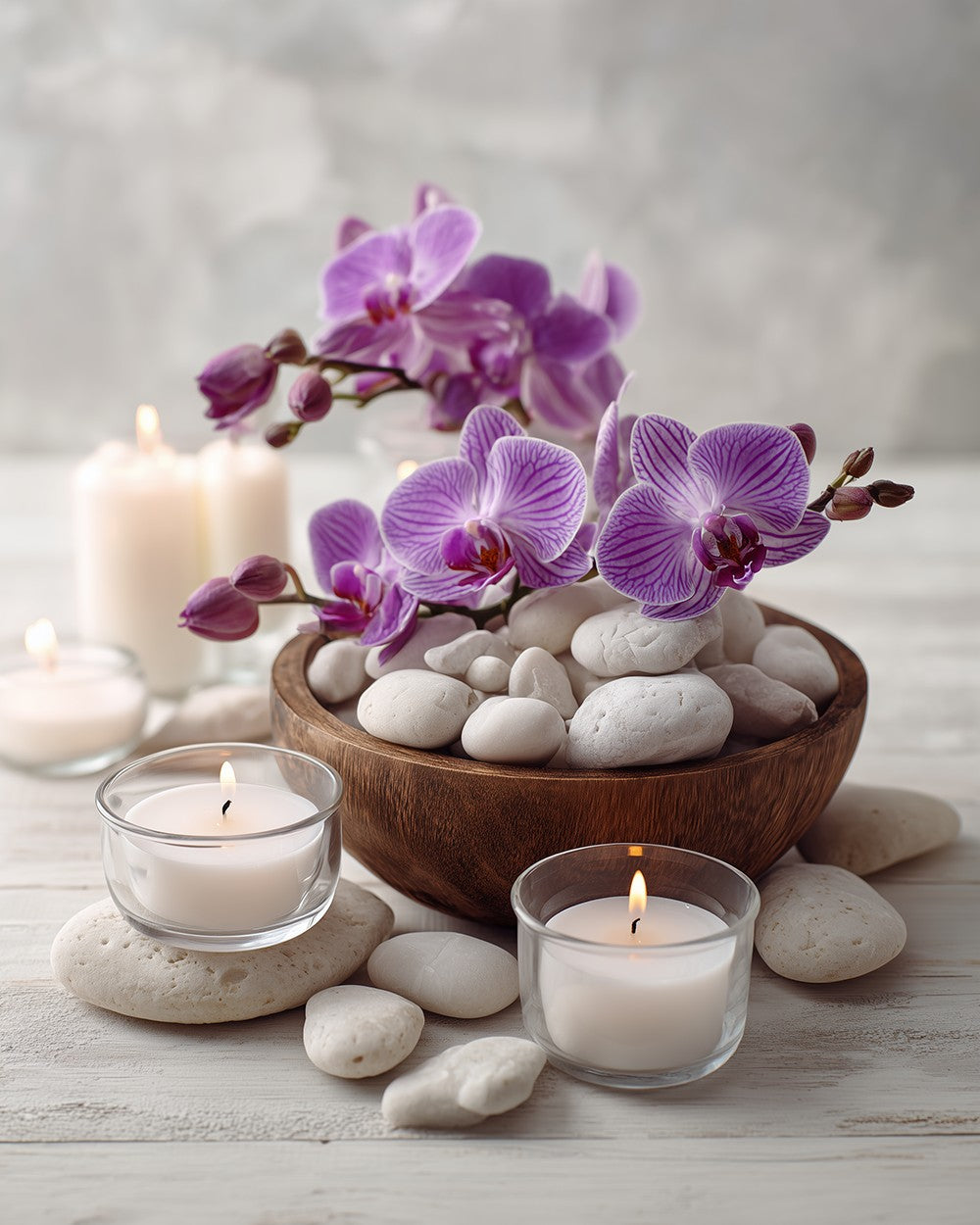 Paarse Orchideeën en Aromatherapie Diamond Painting