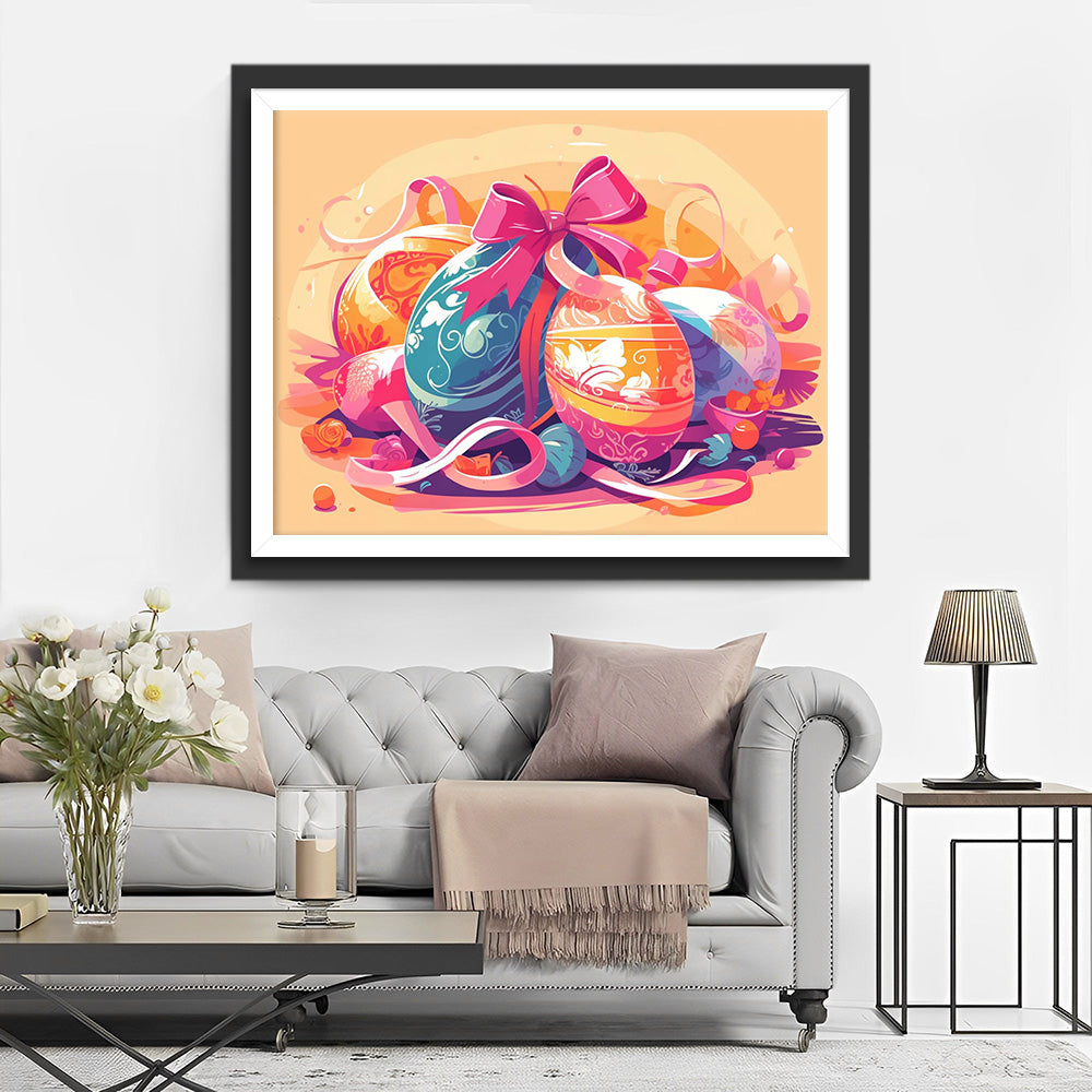 Paaseieren en Roze Strik Diamond Painting