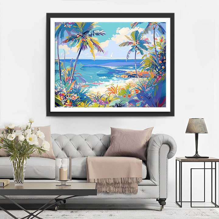 Palmbomen bij de Zee Diamond Painting