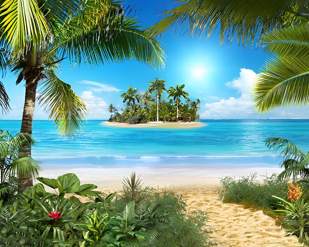 Palmbomen Eiland Diamond Painting