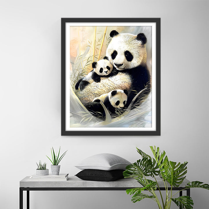 Panda Moeder met Baby’s Diamond Painting