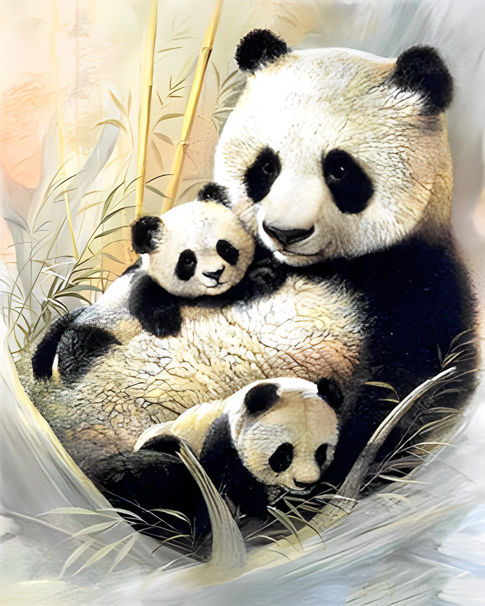 Panda Moeder met Baby’s Diamond Painting