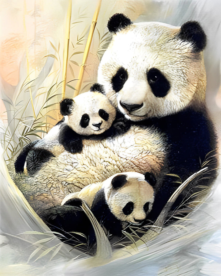 Panda Moeder met Baby’s Diamond Painting