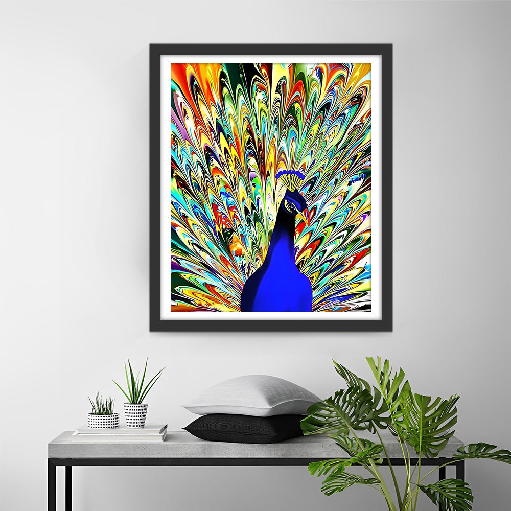 Pauw in Volle Bloei Diamond Painting