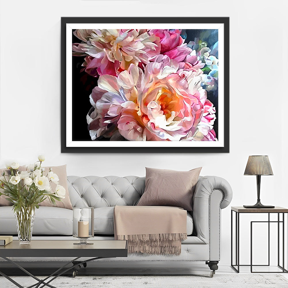 Pioenen in Volle Bloei Diamond Painting