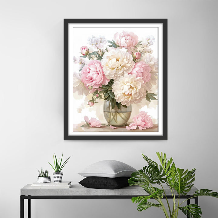 Pioenrozen in een Glazen Vaas Diamond Painting
