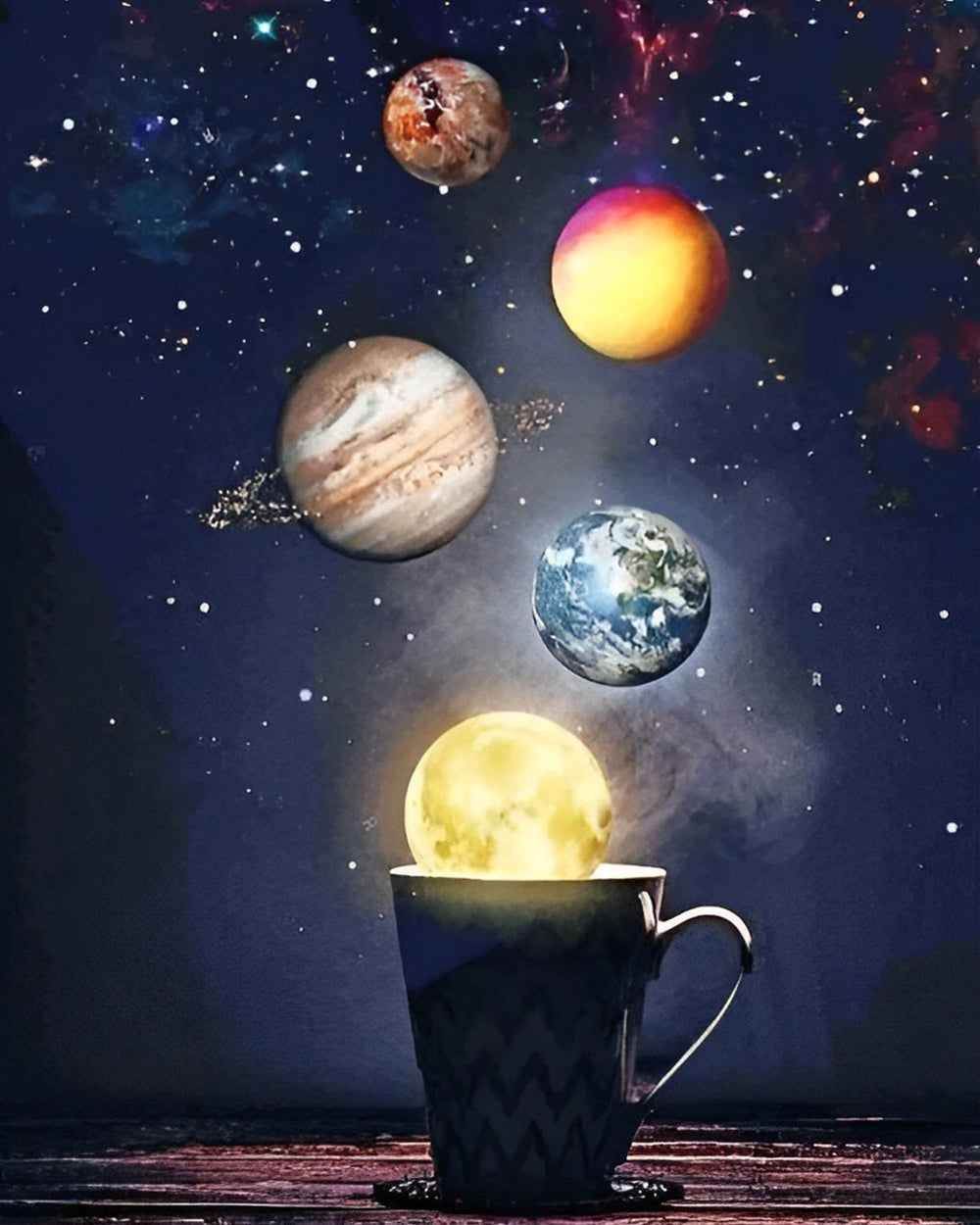 Planeten in Beker Diamond Painting