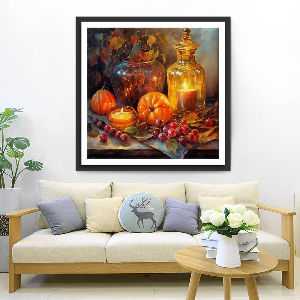 Pompoen en Kaarslicht Diamond Painting