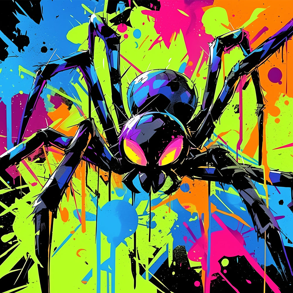 Pop Art Grote Zwarte Spin Diamond Painting