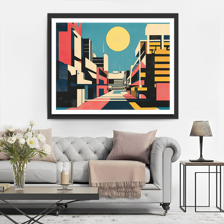 Pop Art Moderne Architectuur en Maan Diamond Painting