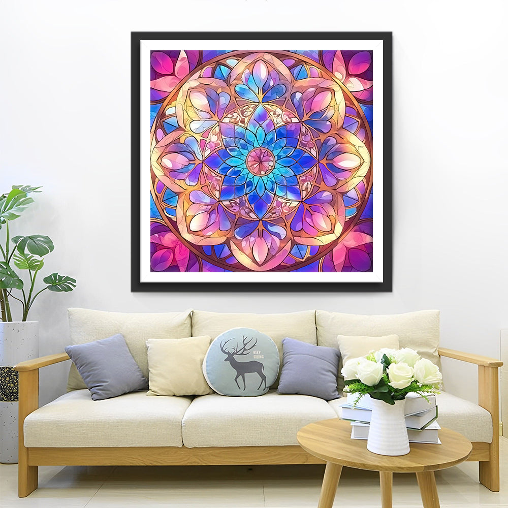 Prachtig Geometrisch Bloemmandala Diamond Painting