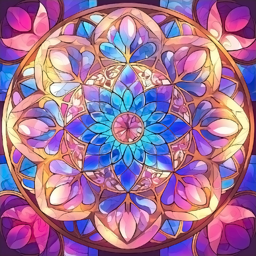 Prachtig Geometrisch Bloemmandala Diamond Painting
