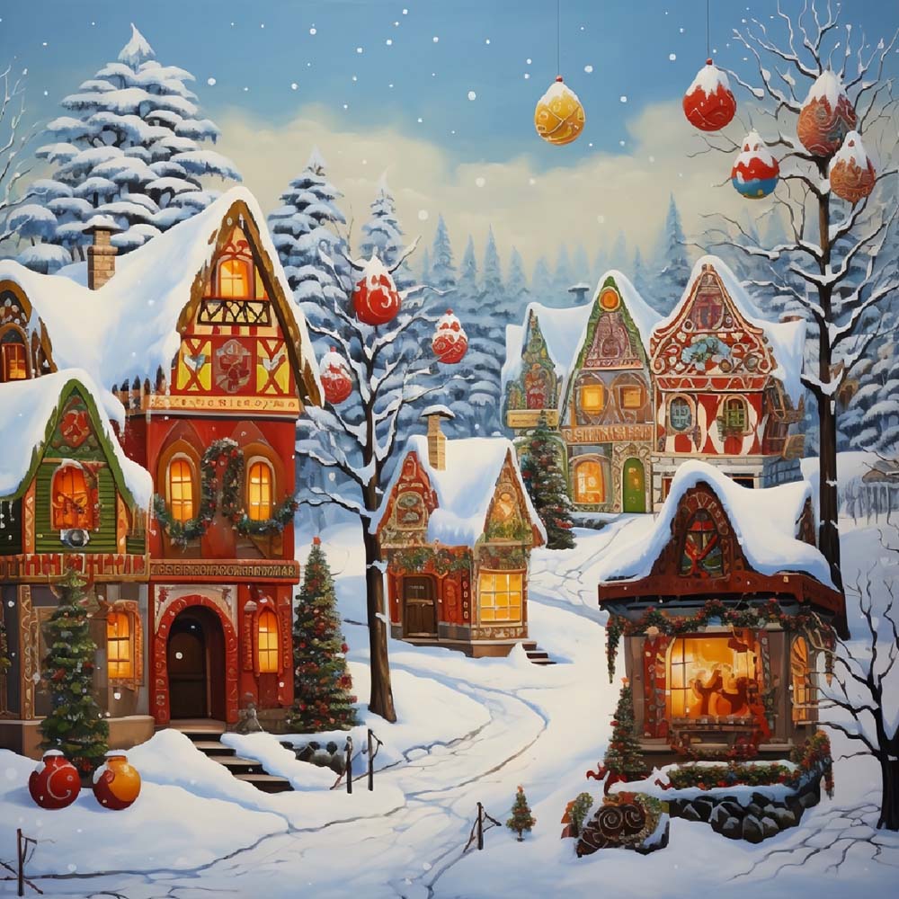 Prachtig Kersthuis met Sneeuw Bedekt Diamond Painting