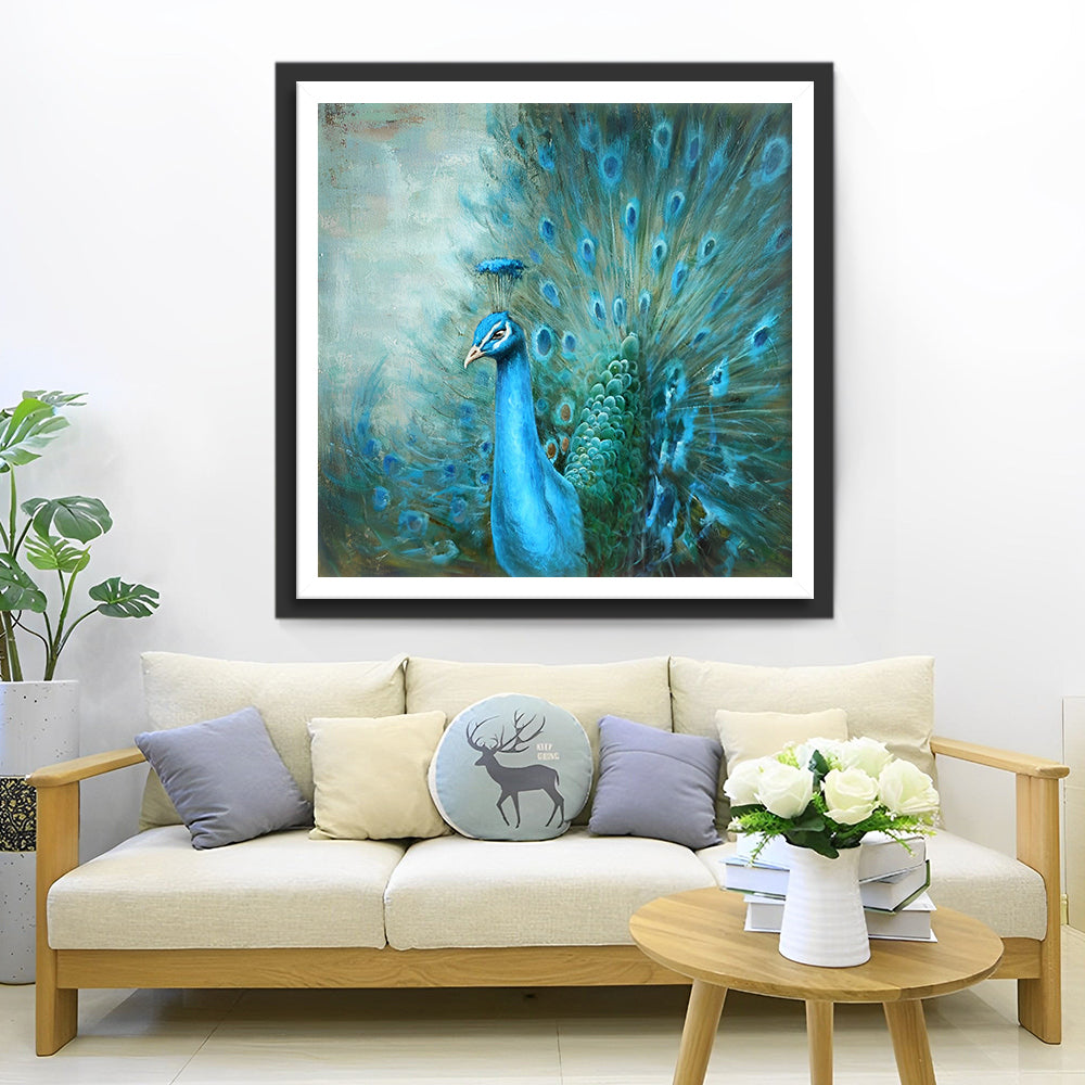 Prachtige Blauwe Pauw Diamond Painting