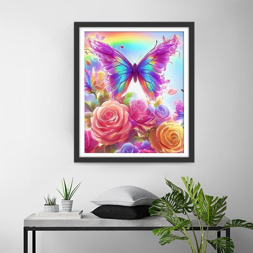 Prachtige Kleurrijke Bloemen en Vlinders Diamond Painting