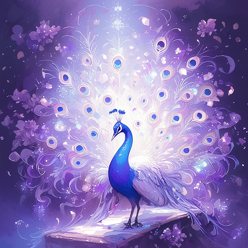 Prachtige Paarse Pauw Diamond Painting