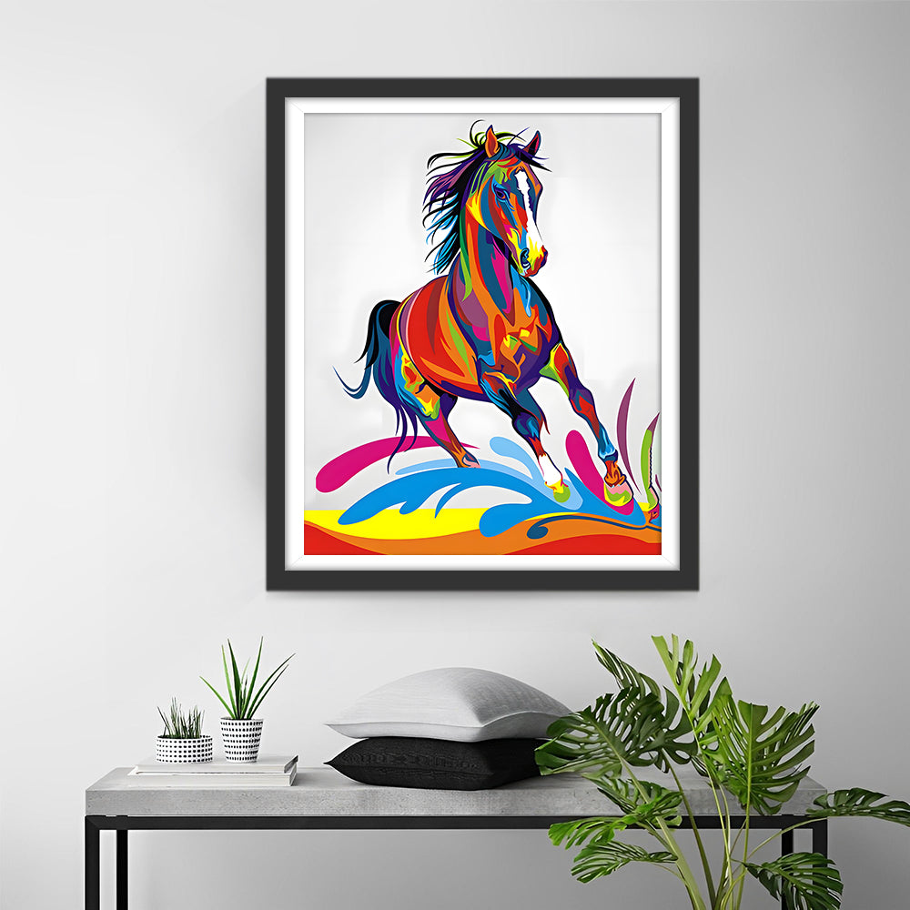 Rennend Kleurrijk Paard Diamond Painting