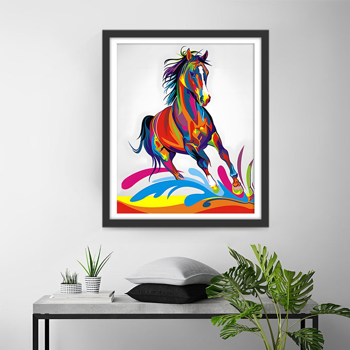 Rennend Kleurrijk Paard Diamond Painting