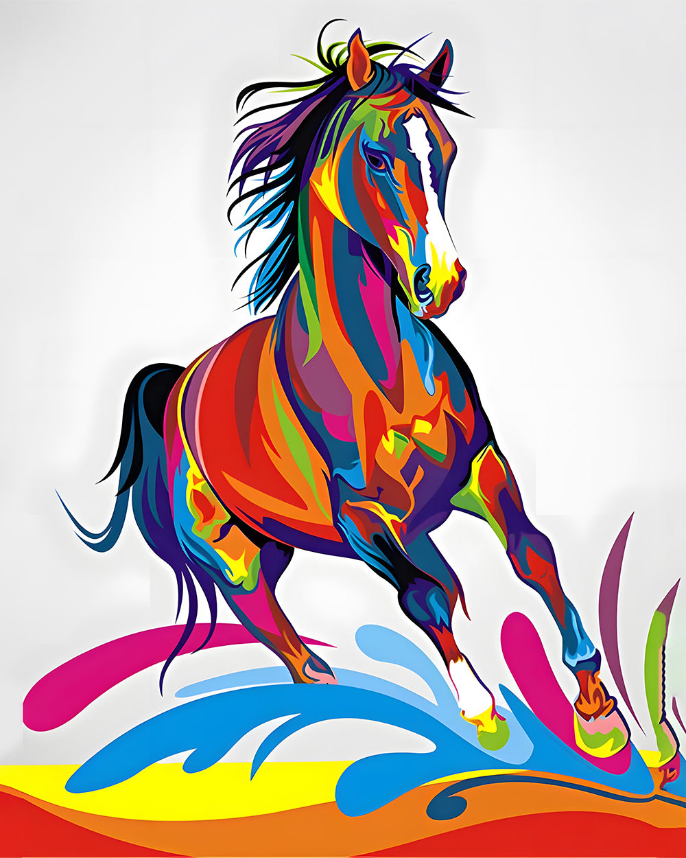Rennend Kleurrijk Paard Diamond Painting