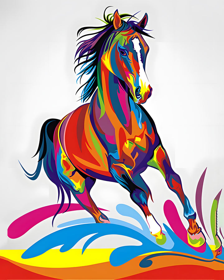 Rennend Kleurrijk Paard Diamond Painting