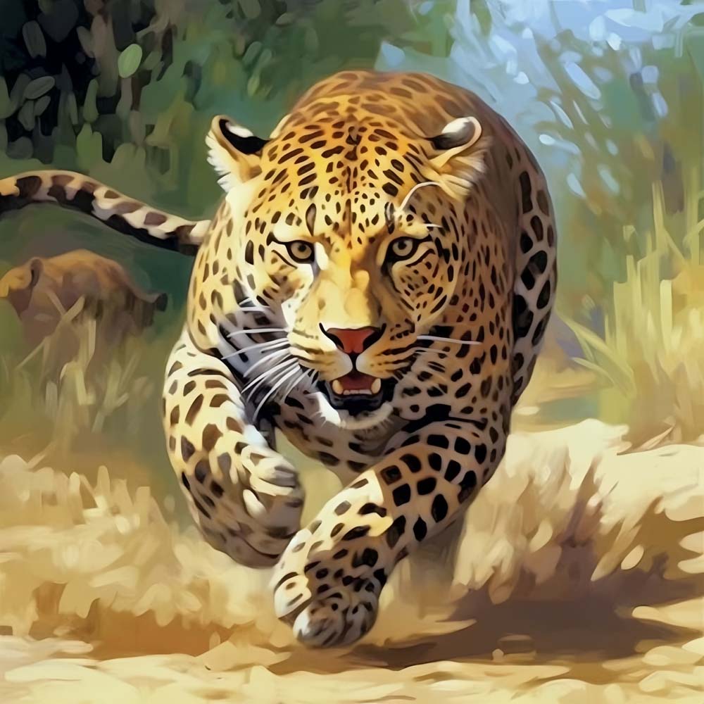 Rennende Luipaard Diamond Painting