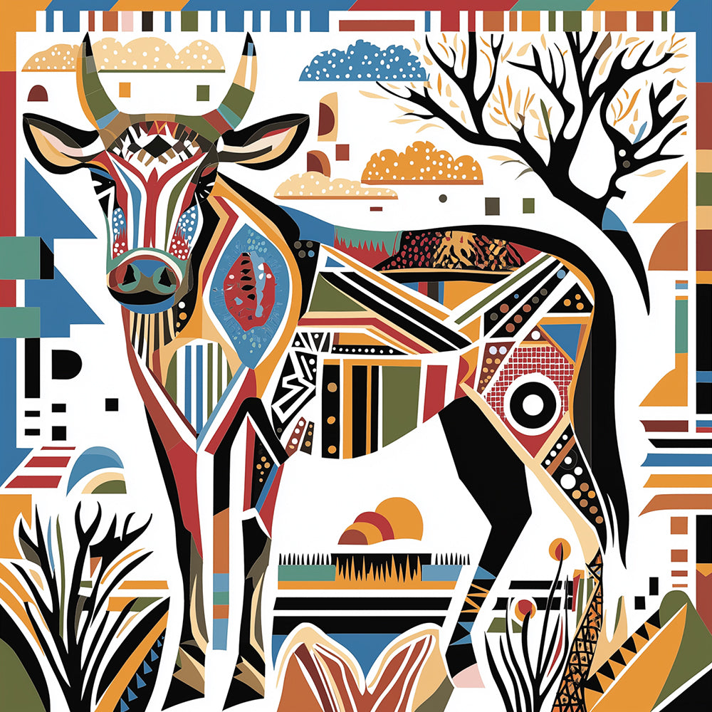 Retro Geometrische Koe Diamond Painting