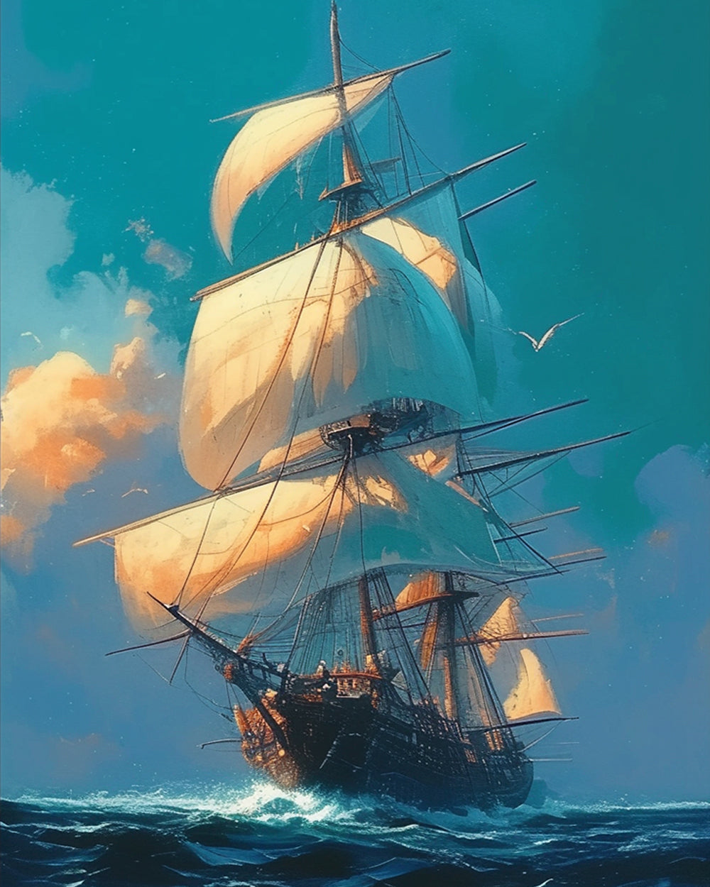 Reusachtig Zeilschip Diamond Painting